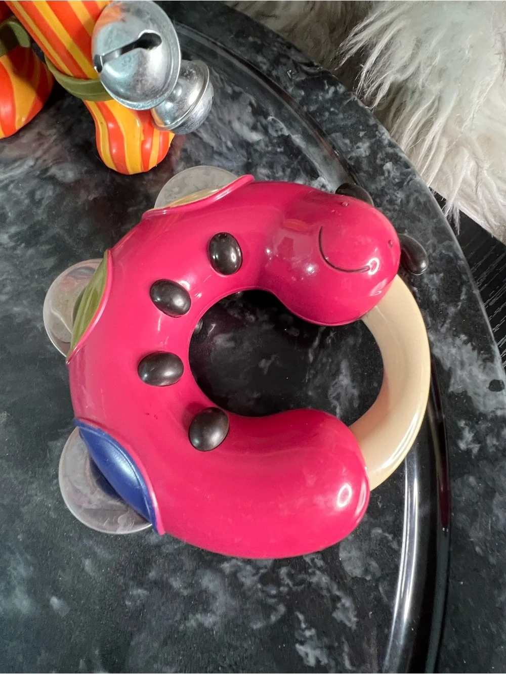 B. Toys Justb-byou Bug Bells 8” Worm Tambourine 5” Rattle Music Rattle & Shaker - Picture 2 of 8